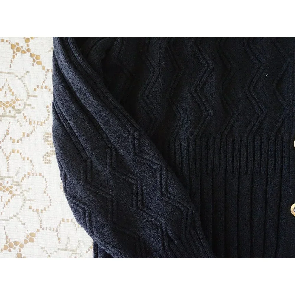 St. John Collection by Marie Gray Black Ribbed Knit Cardigan size 16 Large - Picture 6 of 6